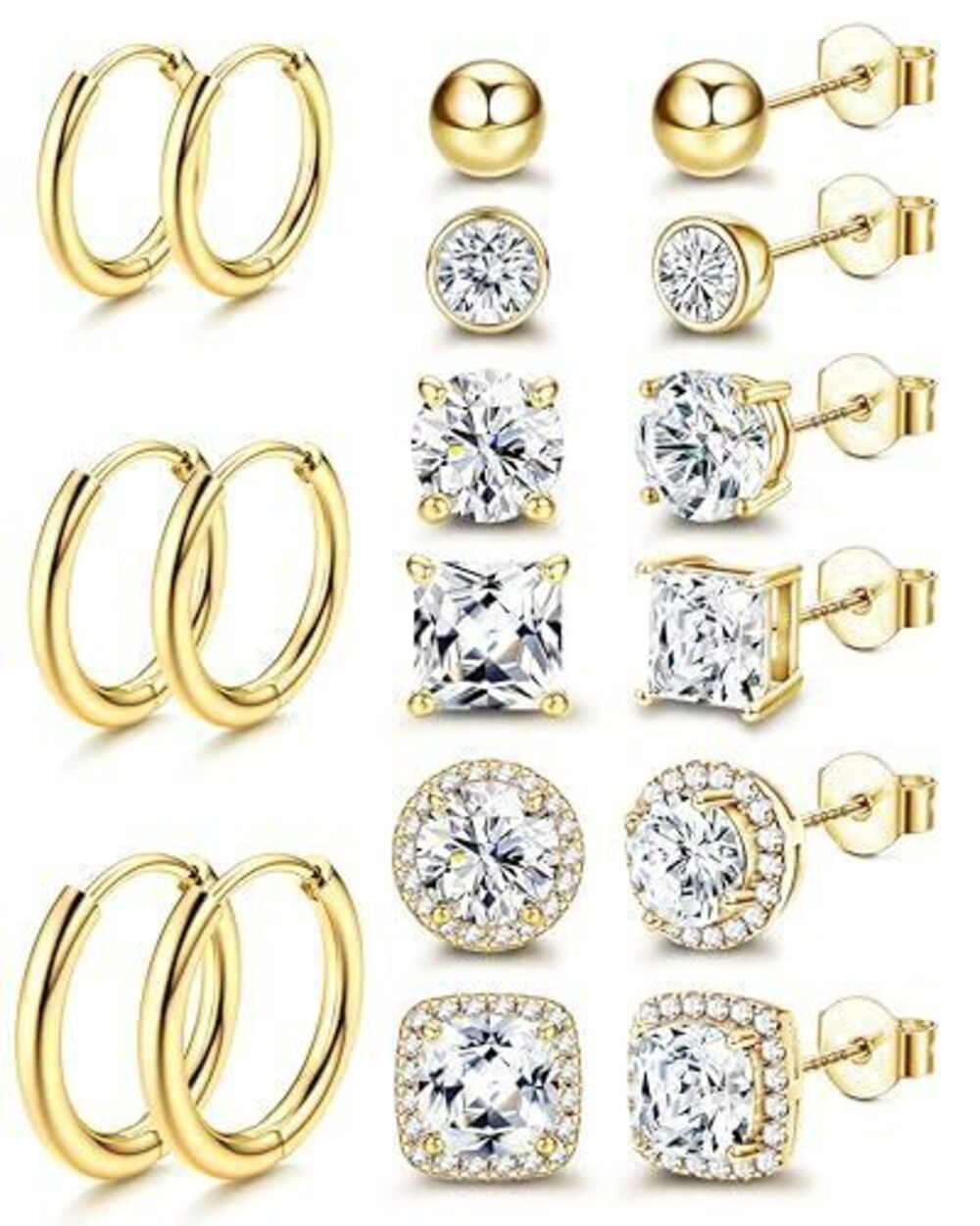6803 Cubic Zirconia Stud Earrings S925 Sterling Silver Post